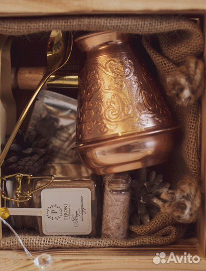 Турка медная с мерной ложкой для кофе