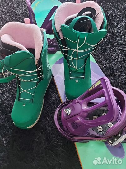 Сноуборд, крепления, ботинки. Salomon