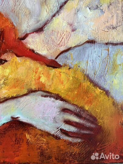 Ангел Картина маслом с котом