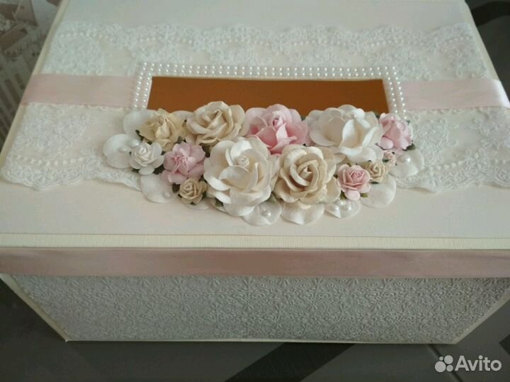 Коробка свадебная для подарков+фужеры