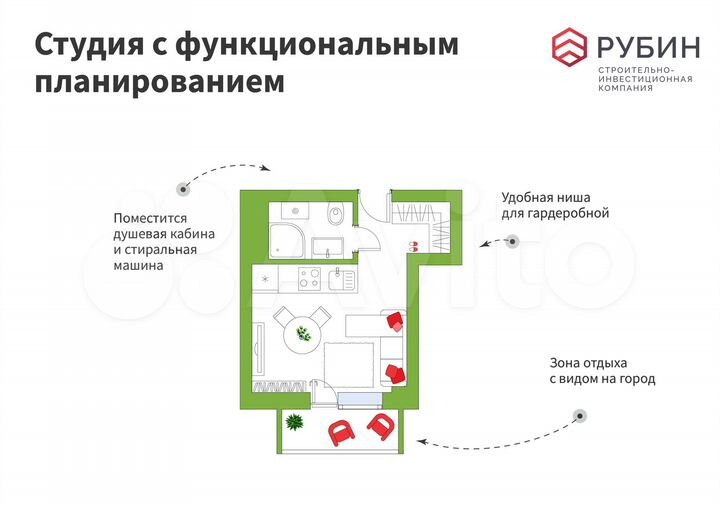 1-к. квартира, 22,3 м², 13/14 эт.