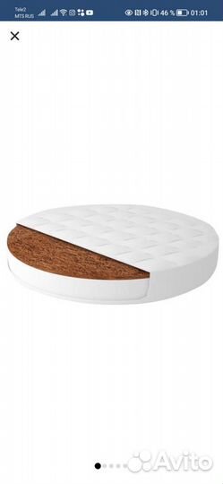 Матрас детский круглый+непром-й наматрасник+2пелён