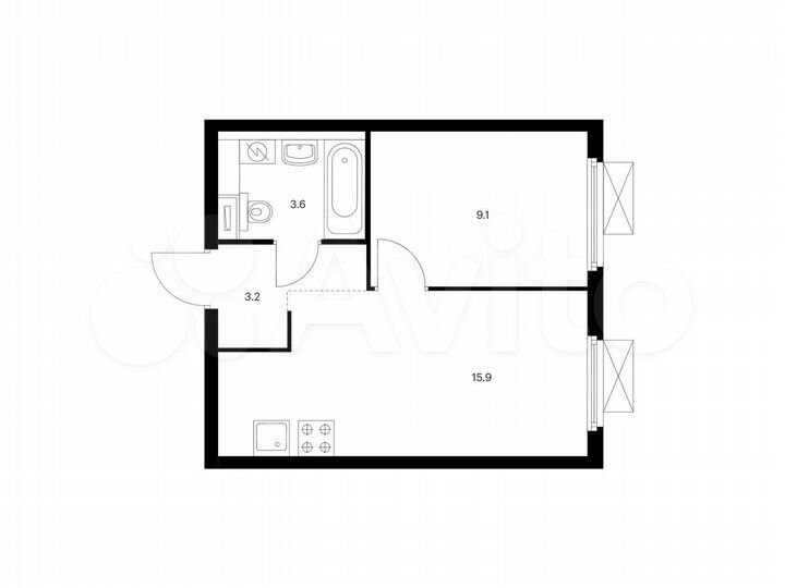 1-к. квартира, 31,8 м², 20/25 эт.