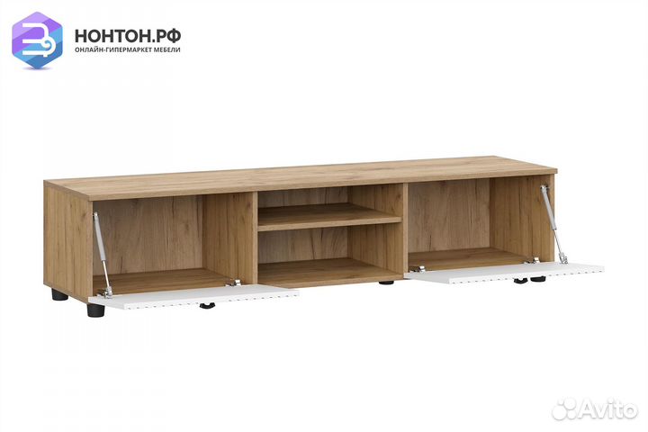 Тв-тумба с нишей Милан дуб золотой / белый матовый