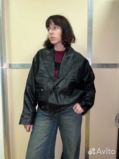 Кожаный бомбер