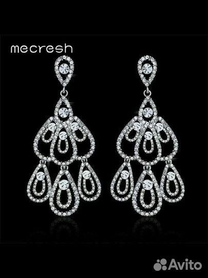 Серьги крупные блестящие праздничные новые