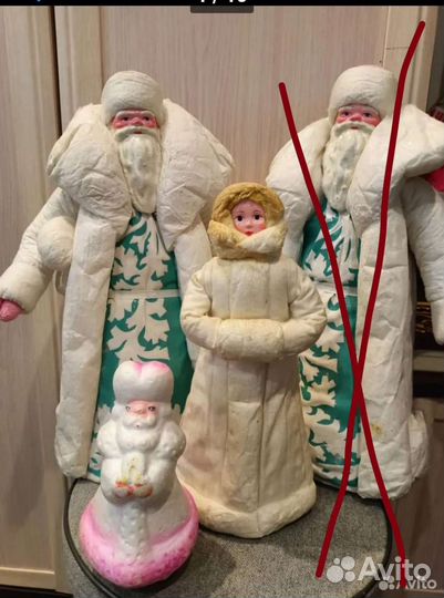 Дед морозы и снегурочка.Старые из ваты.Цена за все