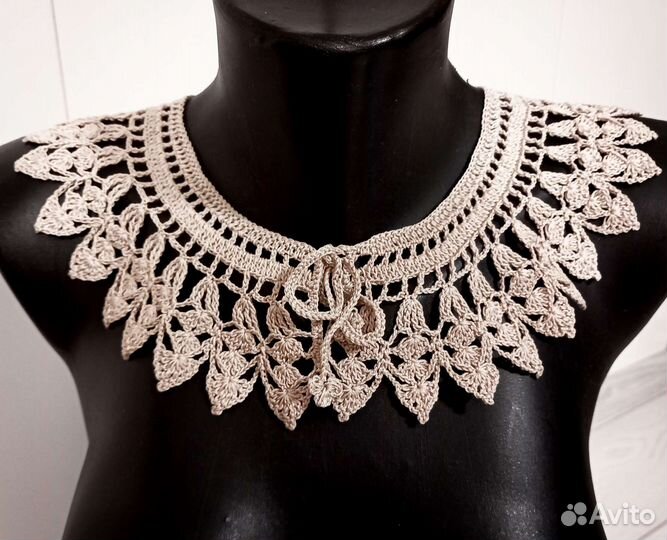 Вязаный ажурный съемный воротник