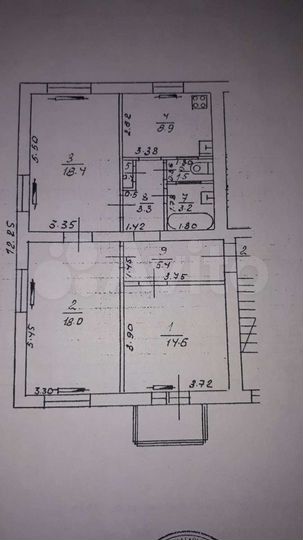 3-к. квартира, 74 м², 1/4 эт.