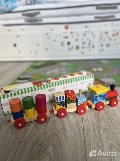 Конструктор паровоз деревянный