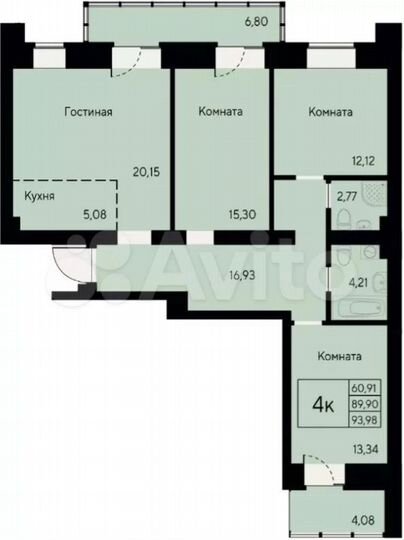 4-к. квартира, 94 м², 7/8 эт.