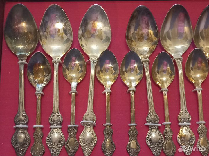 Набор столовых приборов мельхиор с серебром СССР