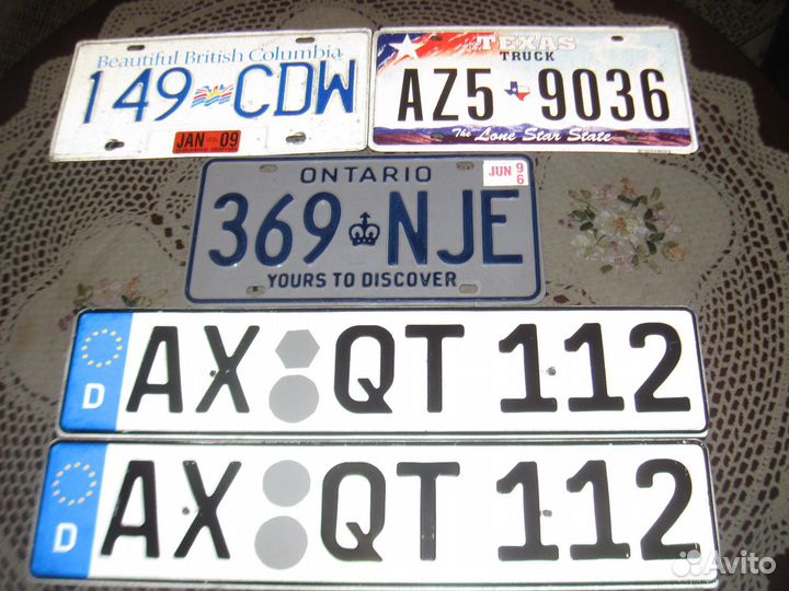 Автомобильные номера Канада США Германия