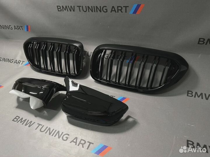 Накладки зеркал + решетка радиатора bmw 5 g30 g31