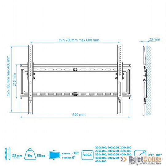 Крепление настенное для TV Kromax Ideal-2