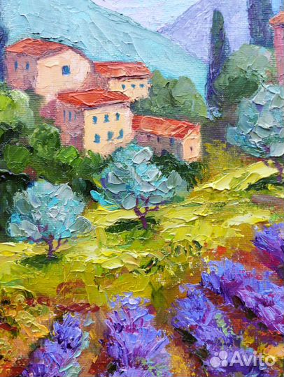 Картина. Пейзаж. Лавандовое поле. Прованс