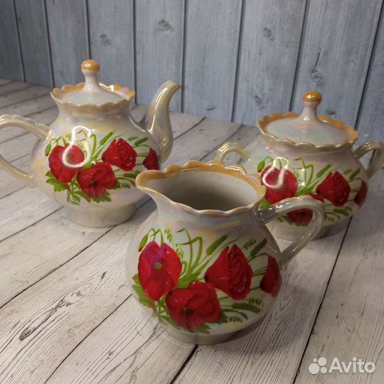 Фарфоровый чайный сервиз Маки СССР. Довбышский фз