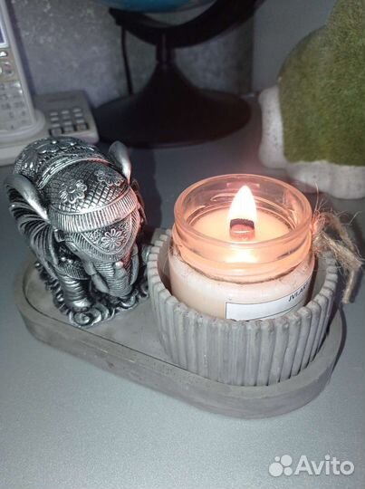 Набор свеча ароматическая на подставке со слоном