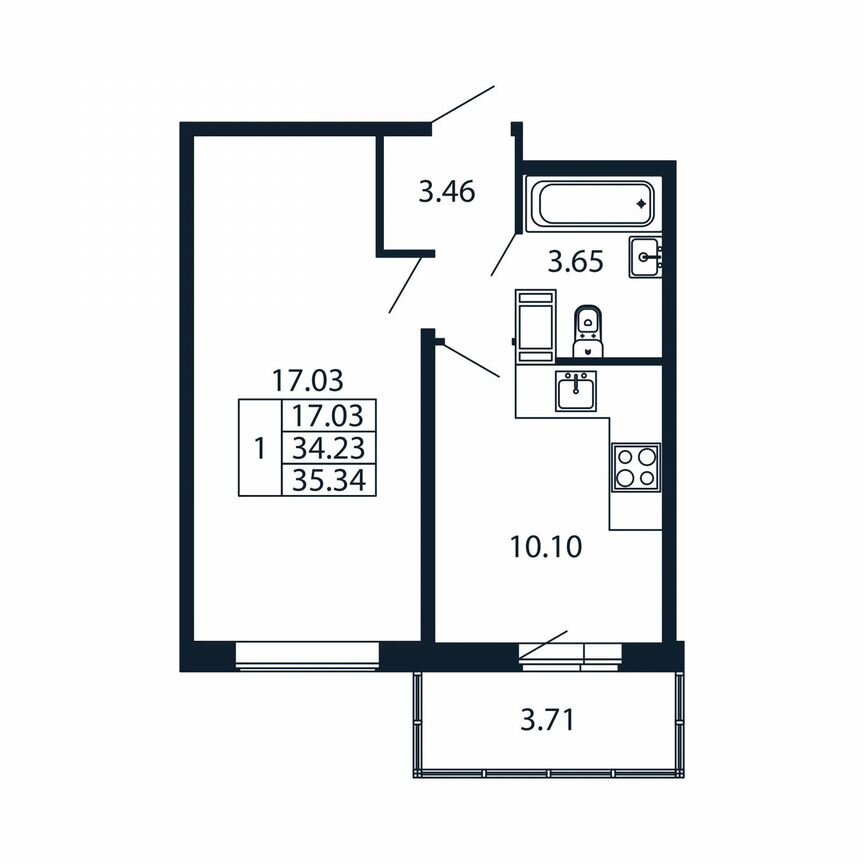 1-к. квартира, 37,9 м², 6/12 эт.