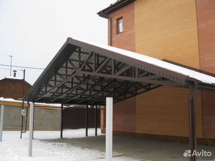 Навес для автомобиля из профильной трубы