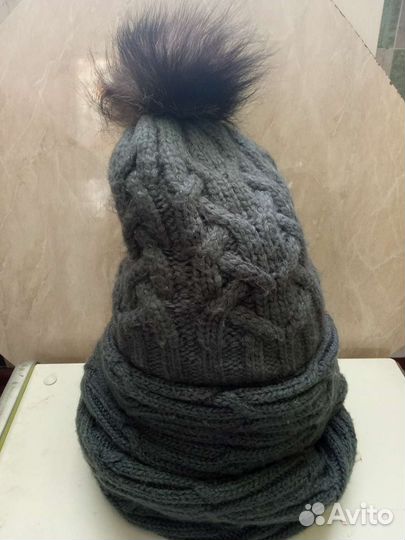 Комплект шапка и снуд женский