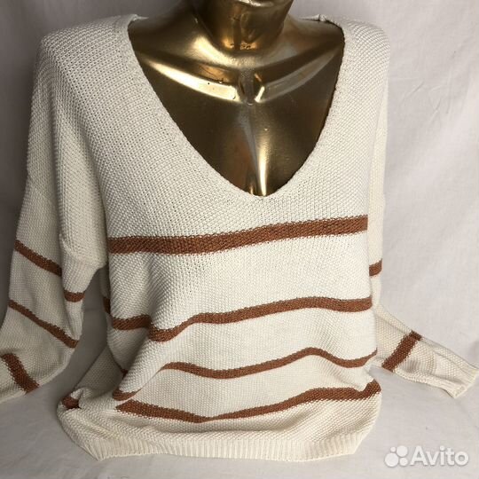 Джемпер цвета крем брюле из хлопка 42-44