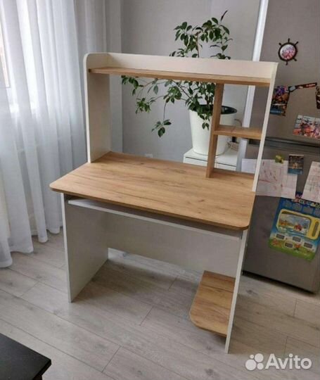 Компьютерный стол Грета 2 белый/ крафт