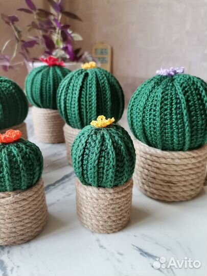 Кактус декоративный вязанный