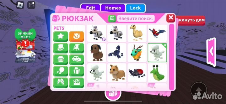 Пэты в адопт ми (также транспорт и тд )