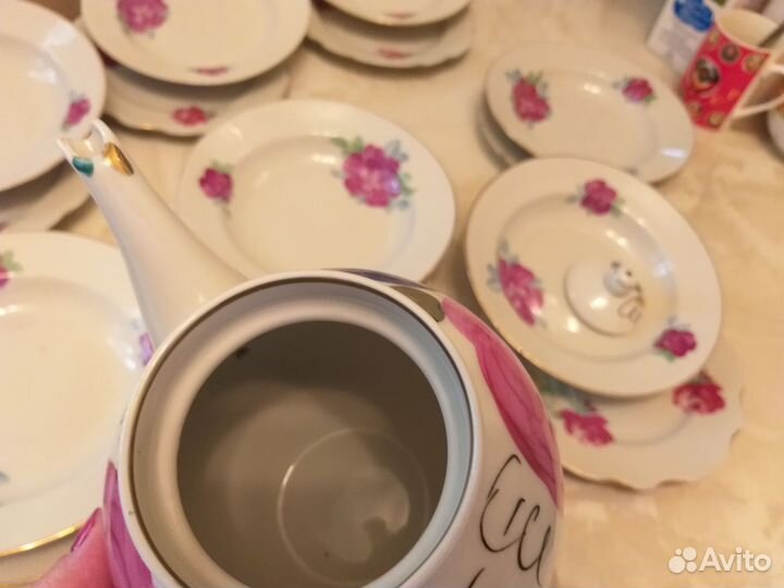 Чайник Дулево роспись розы агашка