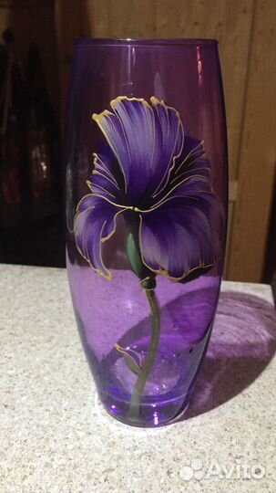 Ваза чешское цветное стекло