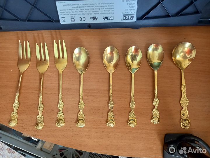 Чайные ложки и вилки позолота
