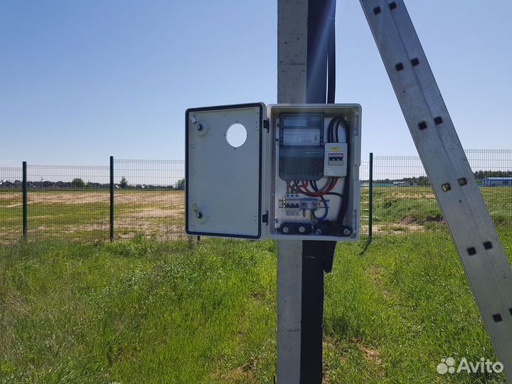 Монтаж сип, уличный щит на столб, электрик