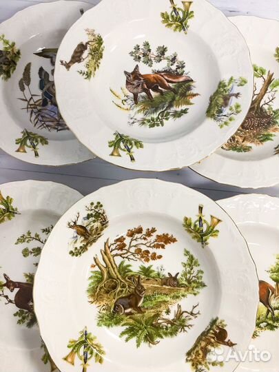 Набор глубоких тарелок «Охота» Чехия Бернадотте