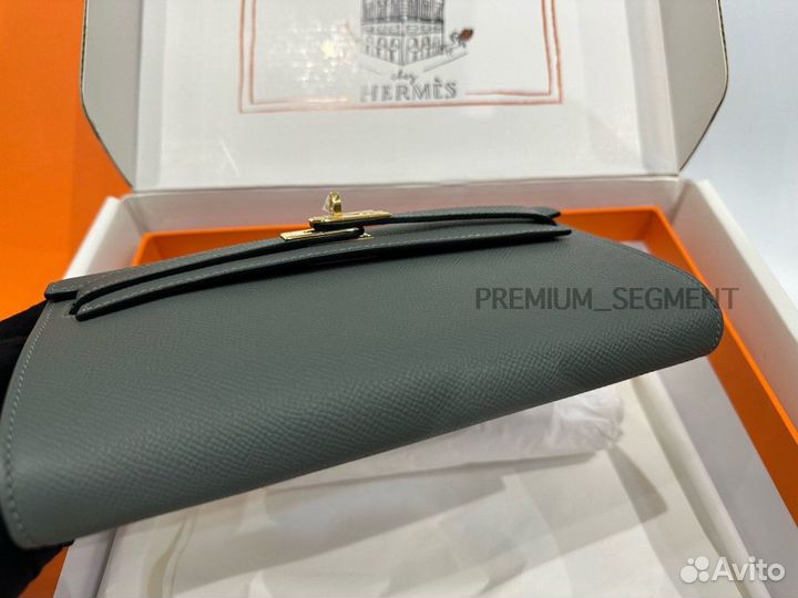 Сумка клатч Hermes Kelly To GO Wallet серая