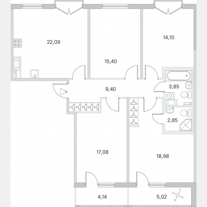 4-к. квартира, 108,3 м², 4/4 эт.
