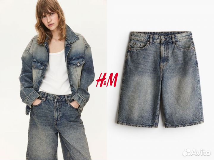 Джинсовые шорты бермуды H&M