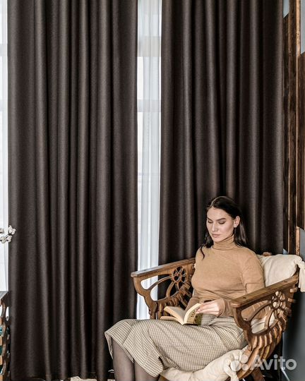 Шторы рогожка Орфей шоколад новые на окна пошив