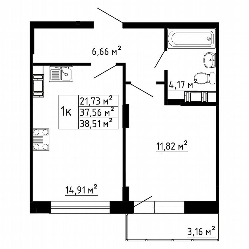 1-к. квартира, 37,5 м², 1/8 эт.