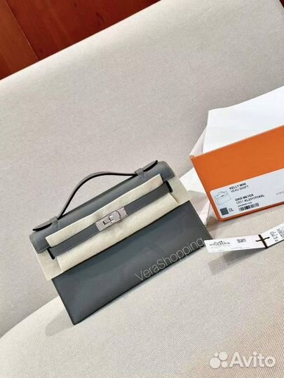 Сумка Hermes Kelly pochette gris meyer