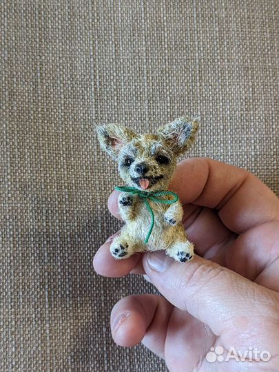 Корги. Вязаная миниатюра. 4 см