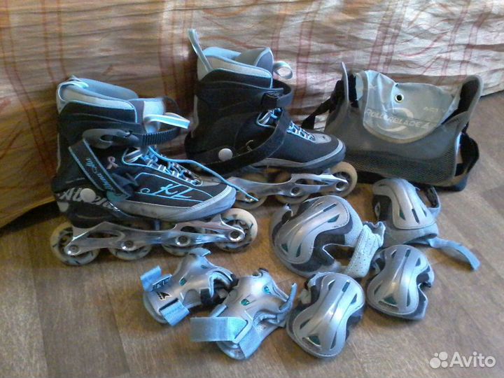Ролики женские К2 Athena Alu и защита Rollerblade