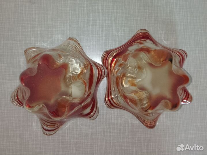 Ваза конфетница Гутное стекло чсср 2 шт