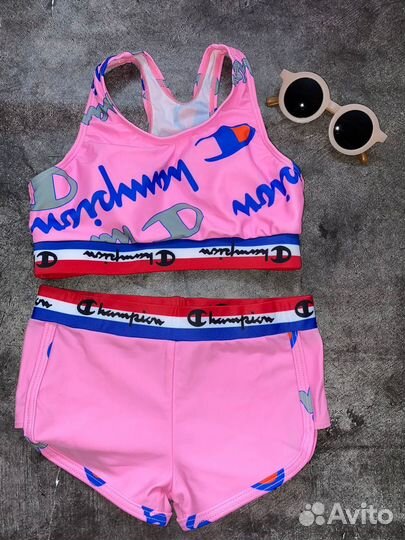 Купальник раздельный для девочек розовый/желтый