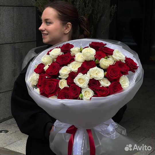 101 роза (70 см) / букет из 101 розы / цветы