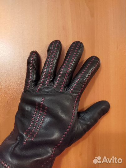 Перчатки кожаные женские и шерстяной шарф