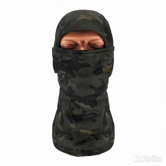 Тактическая балаклава флисовая, камуфляж темный
