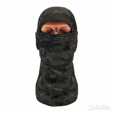 Тактическая балаклава флисовая, камуфляж темный