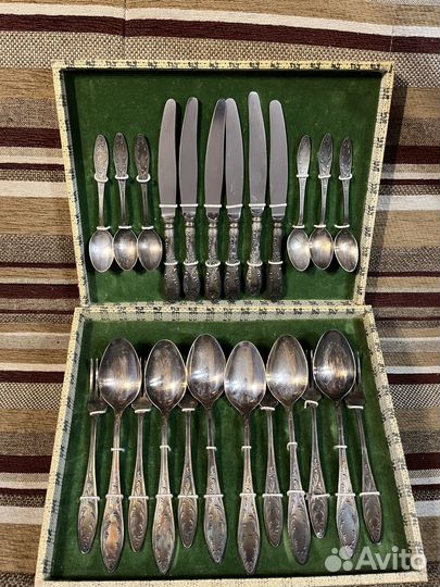 Мельхиоровый набор ложки вилки ножи