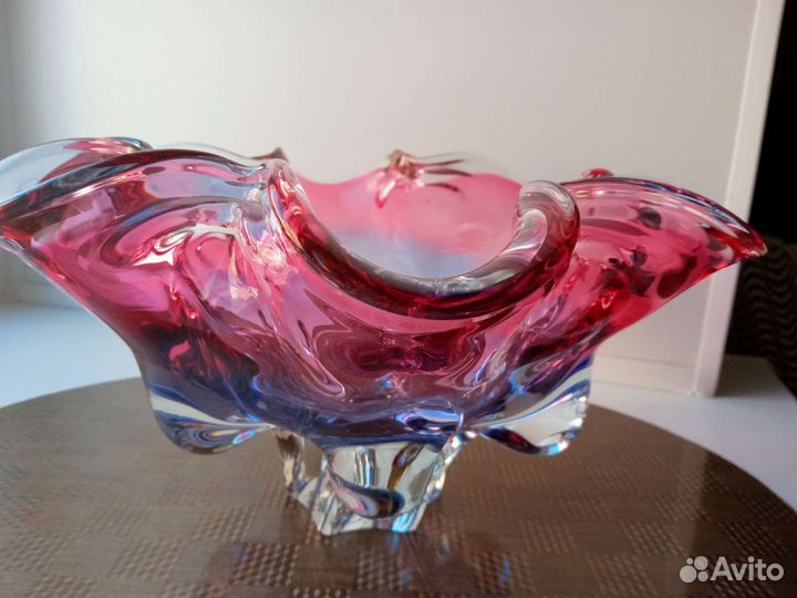 Богемия. Ваза из чешского цветного стекла. СССР